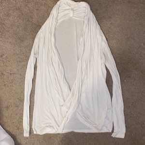 White deep cowl neck top